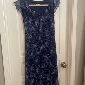 Breckelles Navy Blue Floral Midi Dress